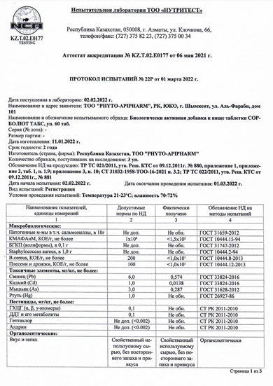 СОРБОЛЮТ ТАБС: протокол исследования безопасности